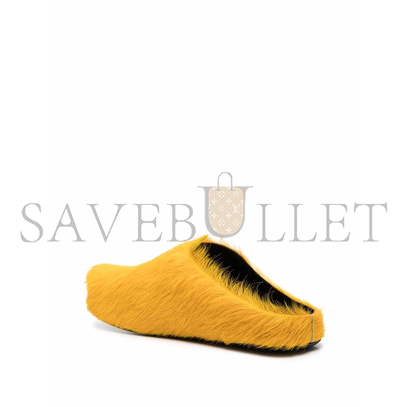 MARNI FUSSBET SABOT CALF-HAIR SLIPPERS 